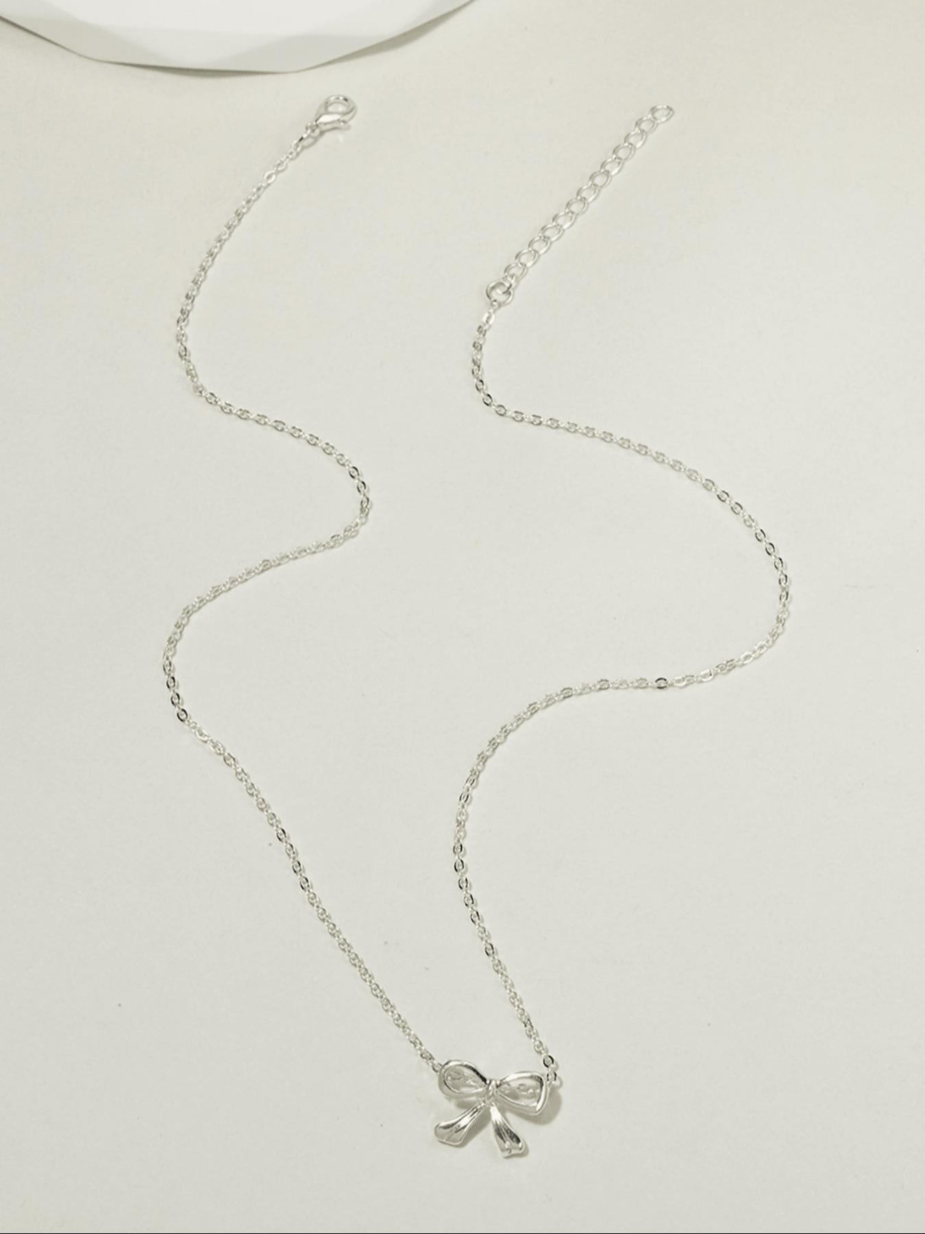 Women's Elegant Bowknot Design Pendant Necklace, Minimalist Trendy Pendant Necklace, Chic Vintage Jewelry As Gift for Girlfriend