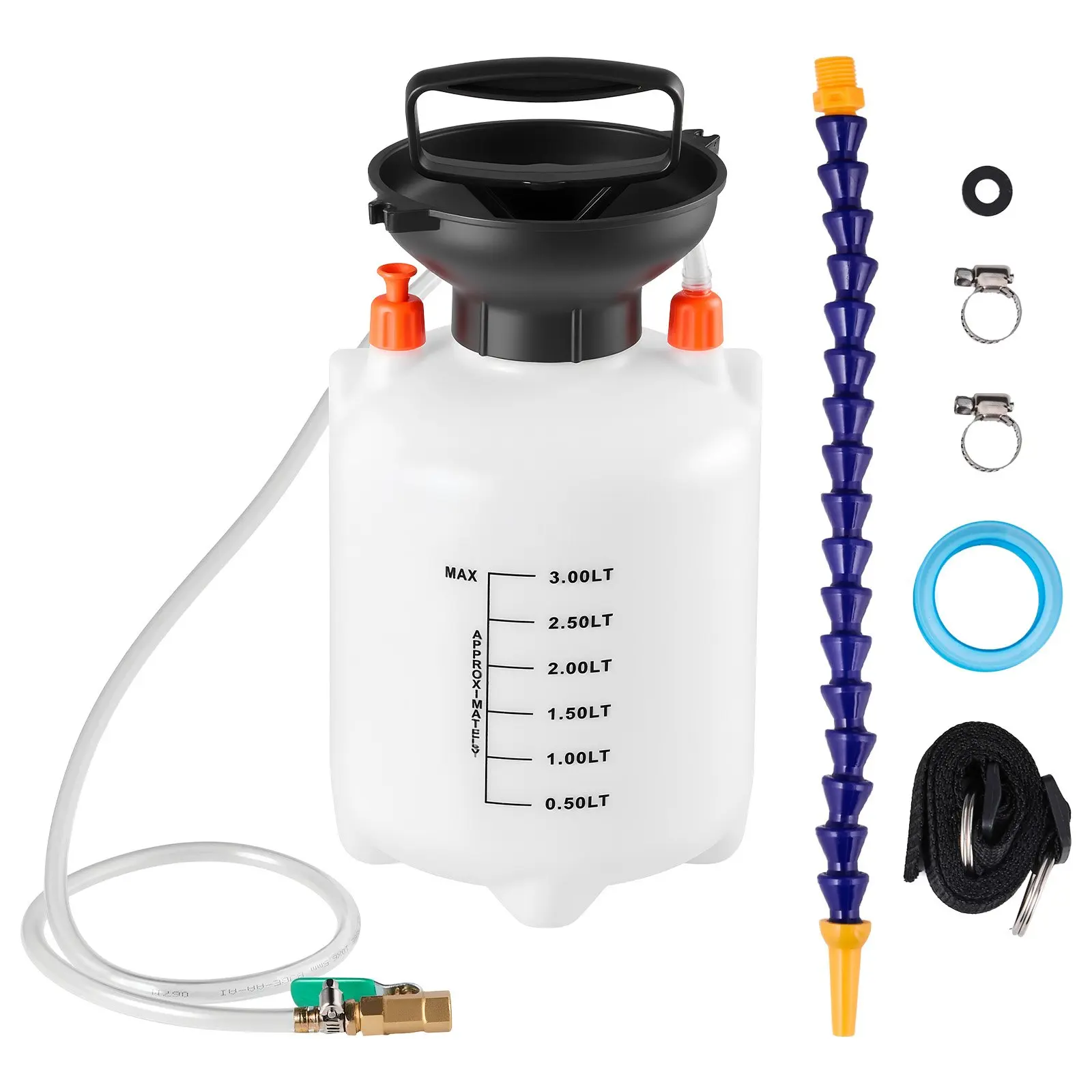 VEVOR Transmission Fluid Pump, 3 L Capacity, Manual Fluid Transfer Pump with 47 in Long Horse HDPE Tank, Transmission Oil Pump with PTFE Tape, Manual Automotive Oil Filling System for Cars, Boats