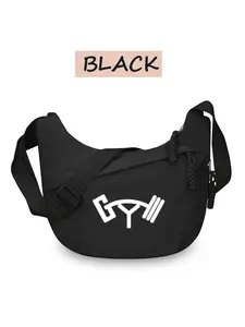 Moon-Shaped Crossbody Bag, Gym Letter Design, Lightweight & Durable, Adjustable Strap, Perfect for Daily Commute & Leisure