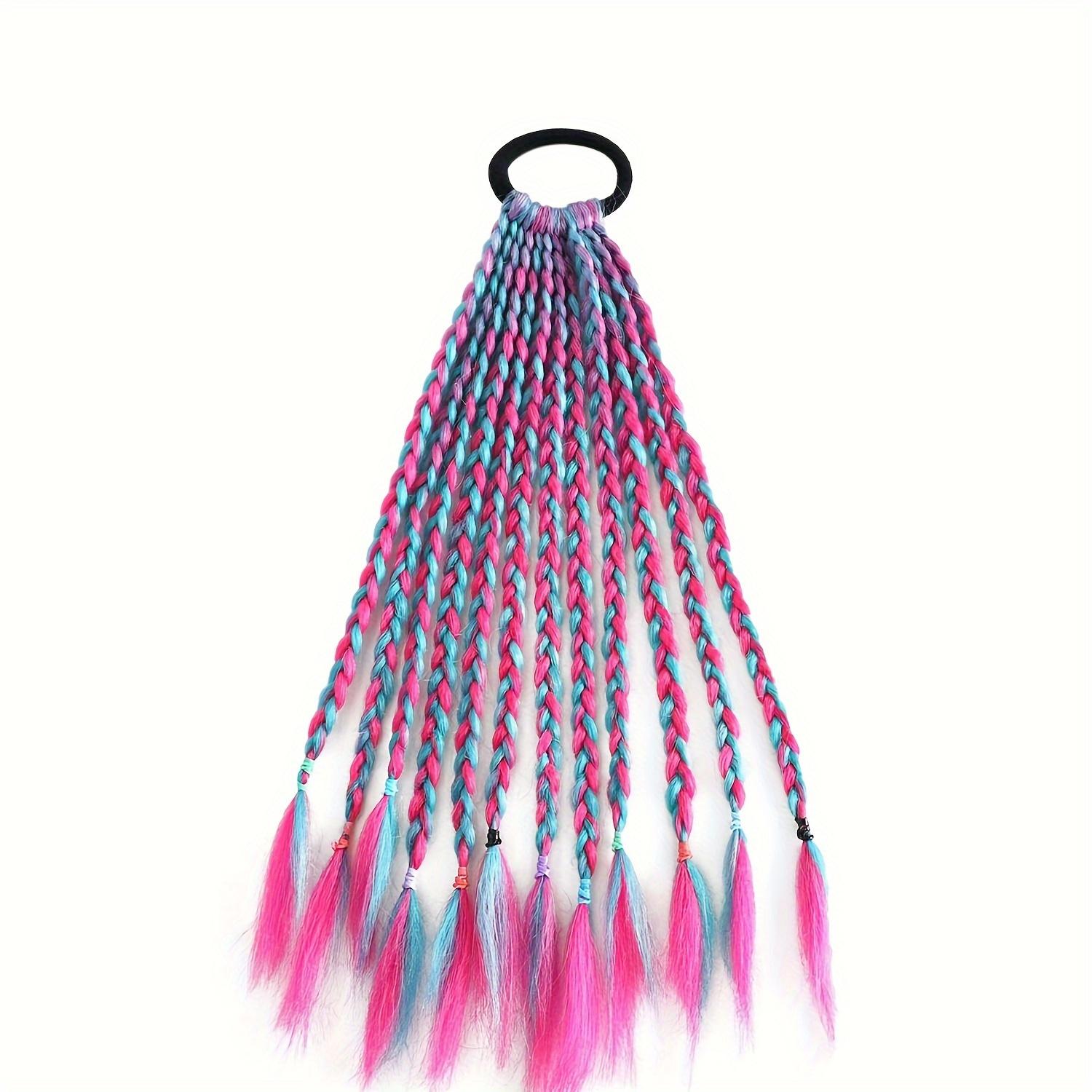 1 piece of 12-strand wig braid with colorful ends, multi-colored braids, hair accessory, braided ponytail, fashionable performance-style headwear, ideal for daily wear and as a gift!