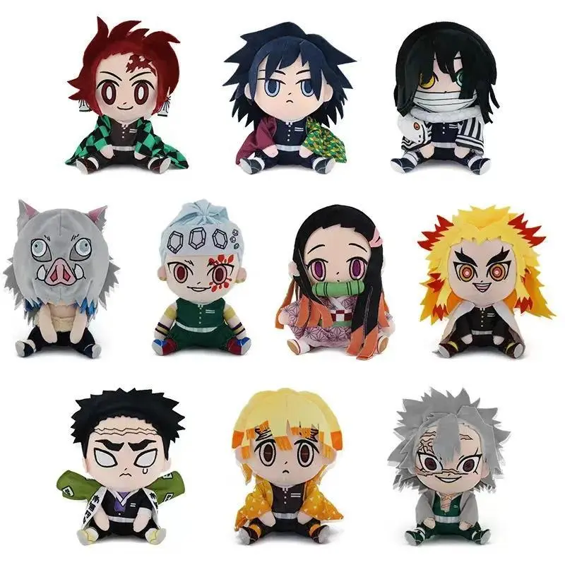 20cm Demon Slayer Plush Toys Tanjirou Giyu Sanemi Anime Plushie Nezuko Obanai Soft Stuff Zenitsu Inosuke Doll For Birthday Gift