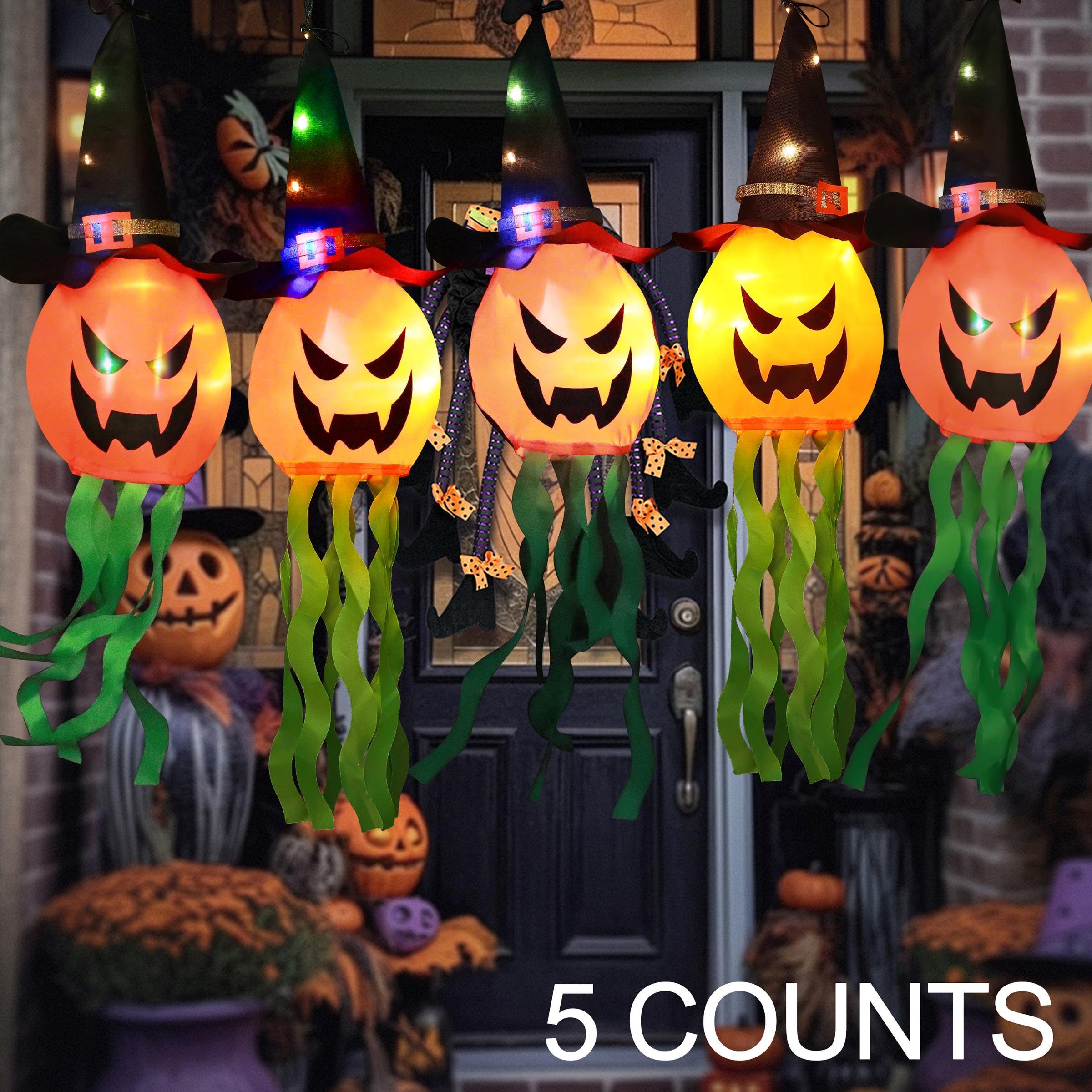 Halloween Ghost Hat Design Hanging Light, Battery Powered LED Light String, Decorative Light for Home Garden Yard Tree, Ornaments