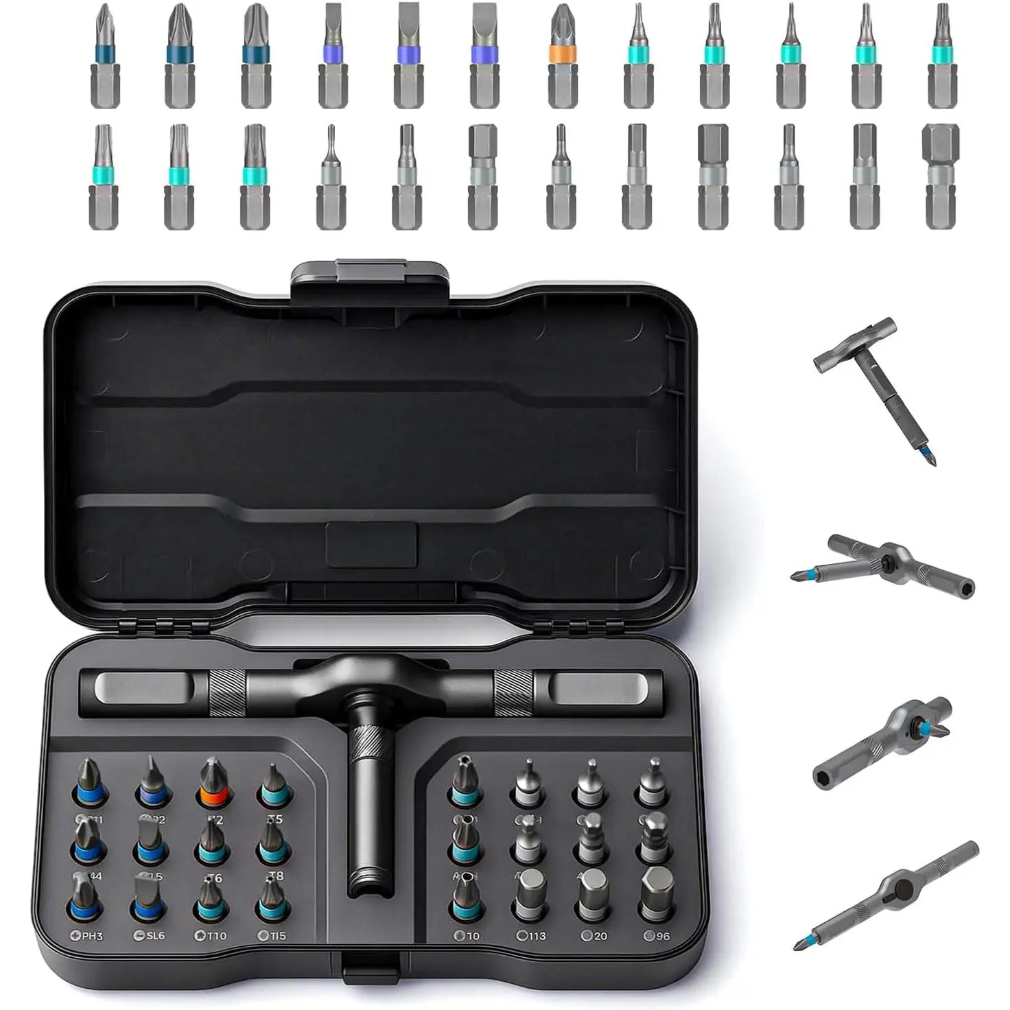 2026 New 24 in 1 Ratchet Screwdriver Set, DIY Screwdriver Set with Detachable Handle, Compact Repair Tool Kit for Furniture Laptop Electronicsv