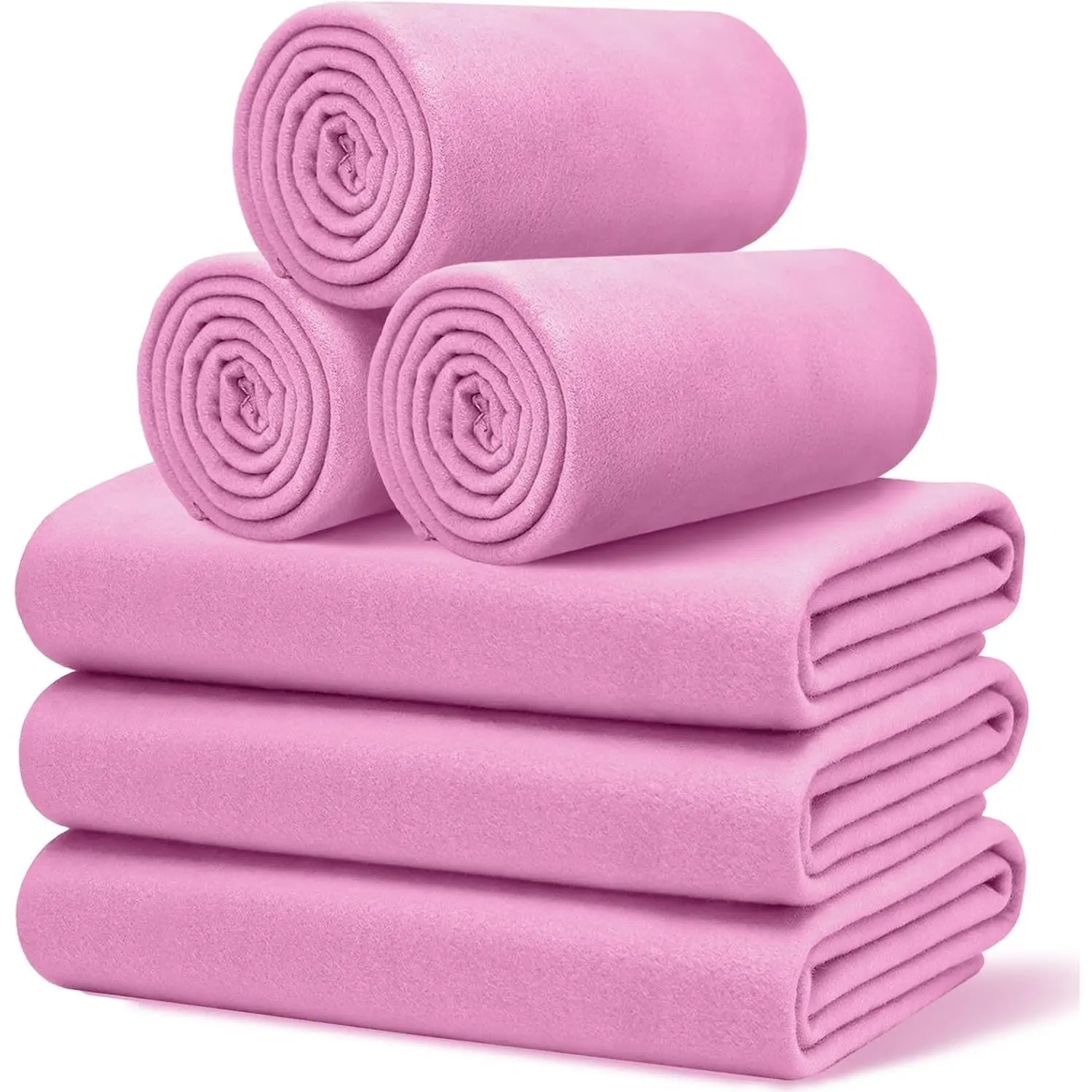 6 count Soft Fleece Throw Blankets 210GSM, 60x50 Inch - Lightweight Cozy Blankets Bulk,  Blankets in Bulk for Wedding Gifts & Homeless Donations and Valentine's Day()