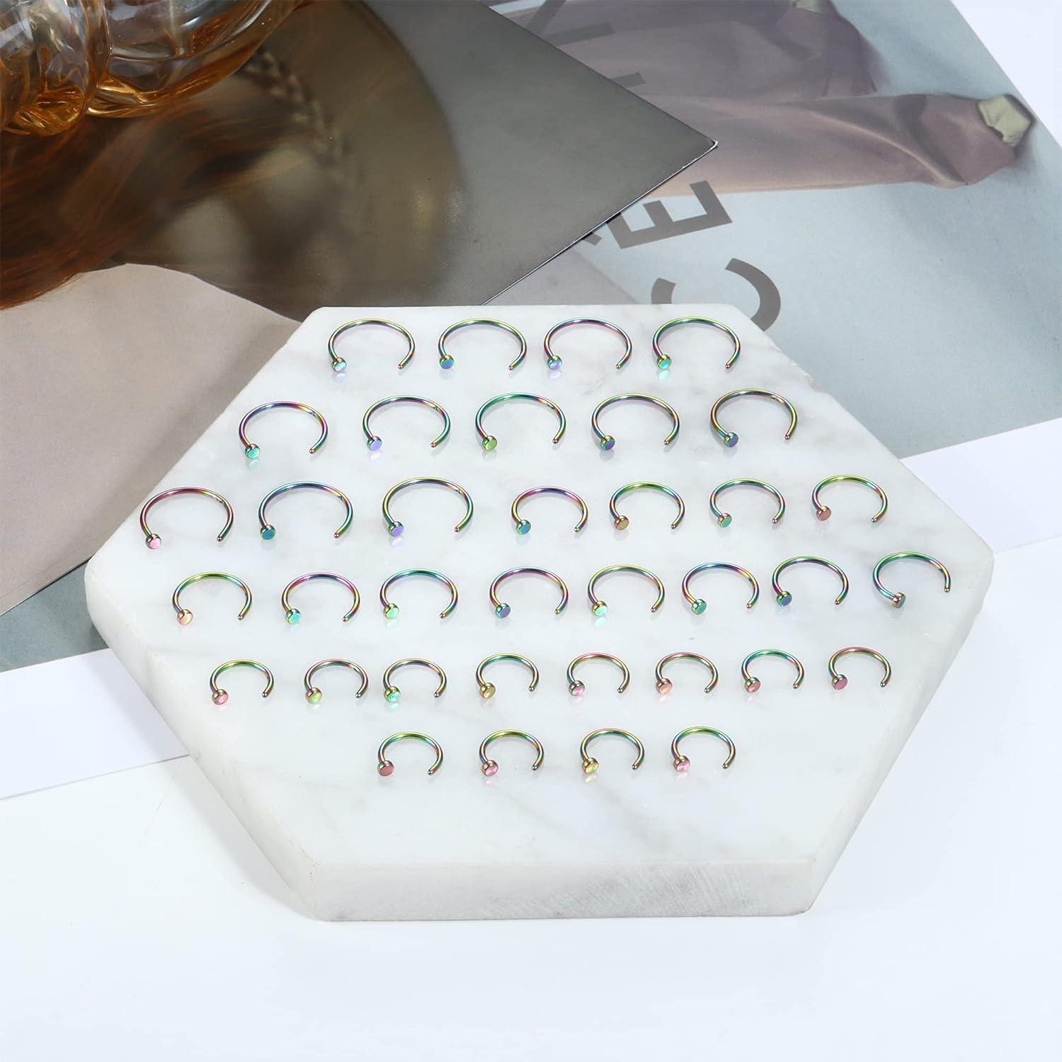 FINREZIO 20G 36PCS 316L Stainless Steel Nose Ring Hoop Nose Piercing Jewelry for Women and Men Colored Hoop Nose Ring 6mm 8mm 10mm 12mm Daily FINREZIO 20G 36PCS 316L Stainless Steel Nose Ring Hoop Nose Piercing Jewelry for Women and Men Colored Hoop Nose Ring 6mm 8mm 10mm 12mm Daily
