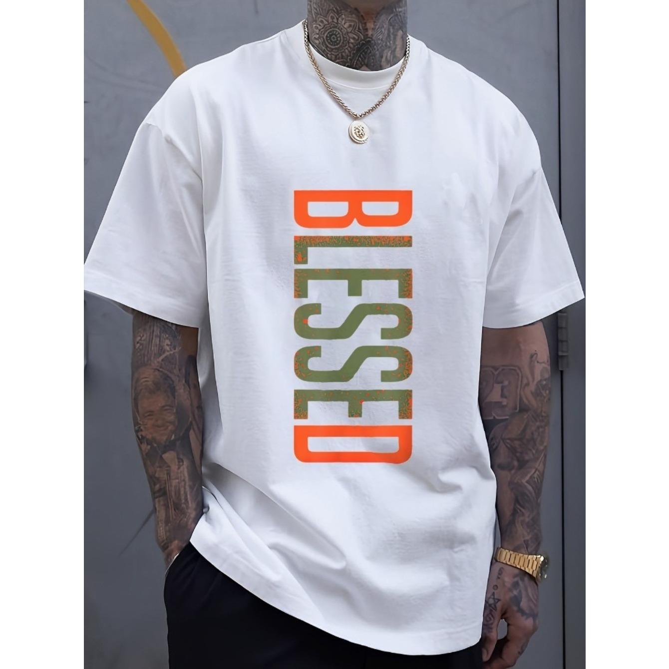 Men's Plus Size Casual Crew Neck T-Shirt - Geometric-Pattern, Smooth Knit Fabric, Medium Stretch - Short Sleeve Tee for Leisure & Everyday Wear |     Breathable Comfort Fit |     Machine Washable Menswear Top graphic tee funny t shirt funny graphic tee