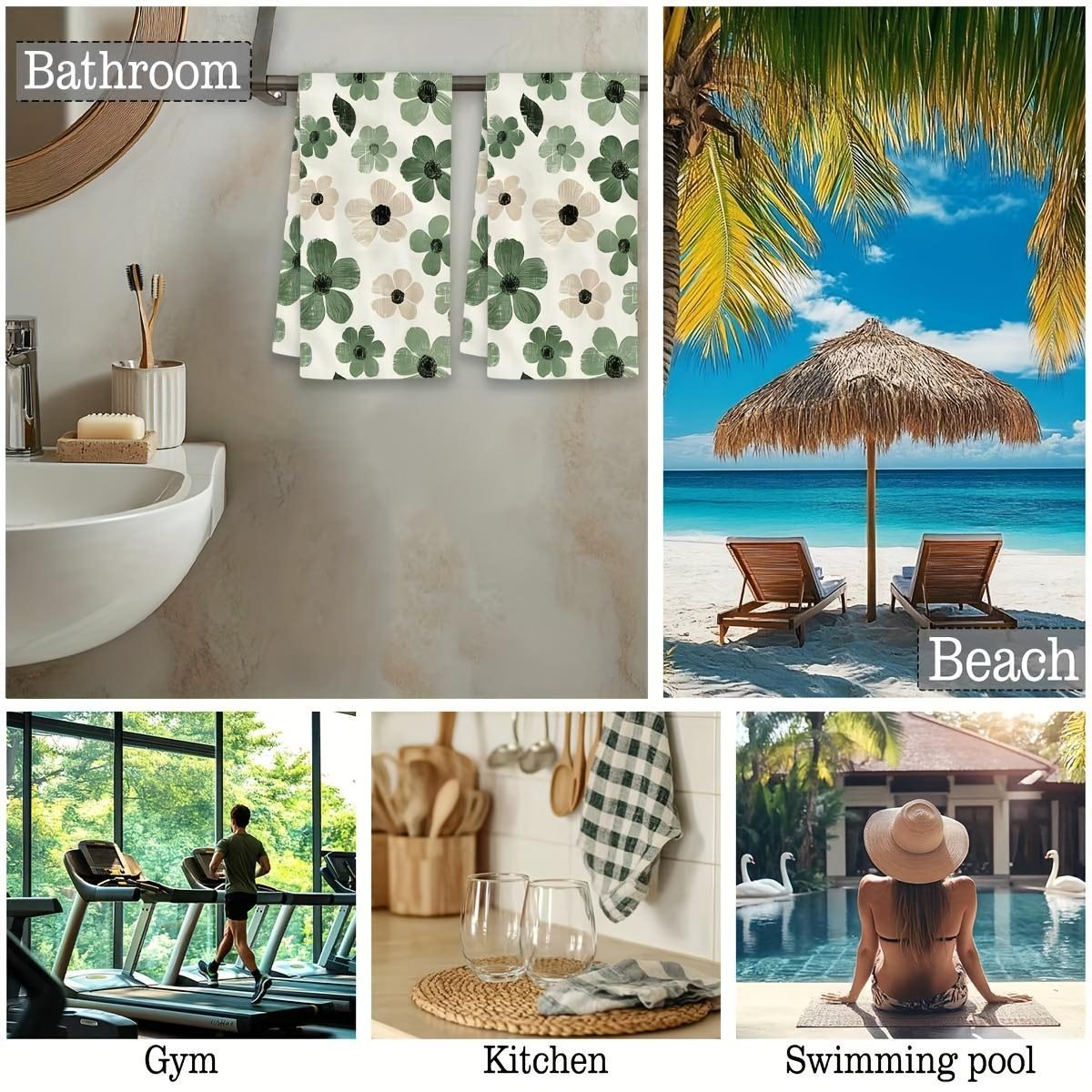 2pcs 23.6x15.7 In Sage Green Floral Farmhouse Kitchen Towels Reusable Dishcloths For Cooking Baking Cleaning Drying - Decorative Hand Towels For Home Bathroom Housewarming Gifts