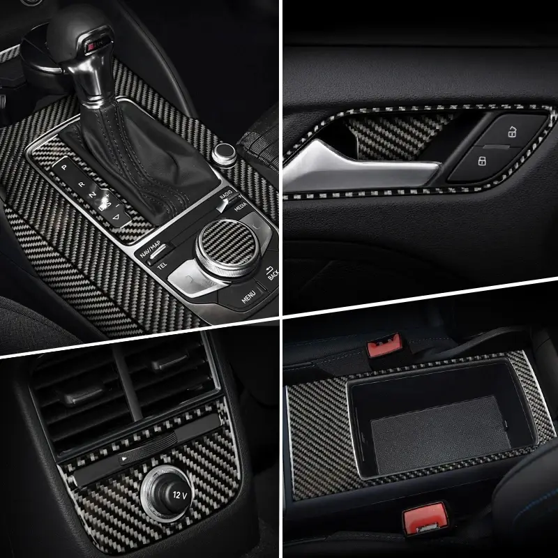 Carbon Fiber Interior Trim Kit for Audi A3 8V S3 - Gearshift, AC, CD Panel & Door Armrest Covers - Premium Upgrade