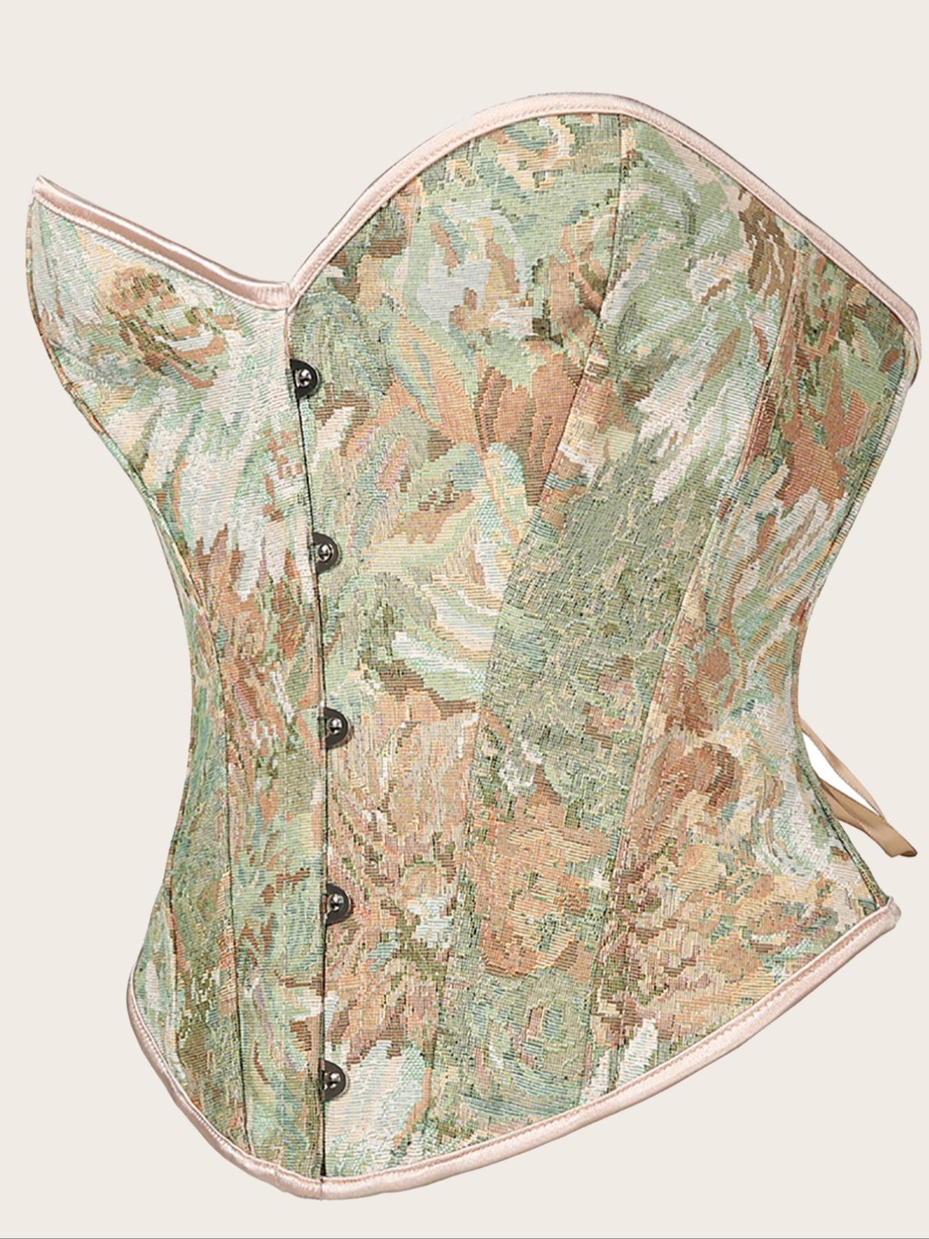 Women's Floral Print Shapewear Tops, Fashionable Lace Up Closure Corset, Tummy Control Shaper for Women, Adjustable Body Shaper