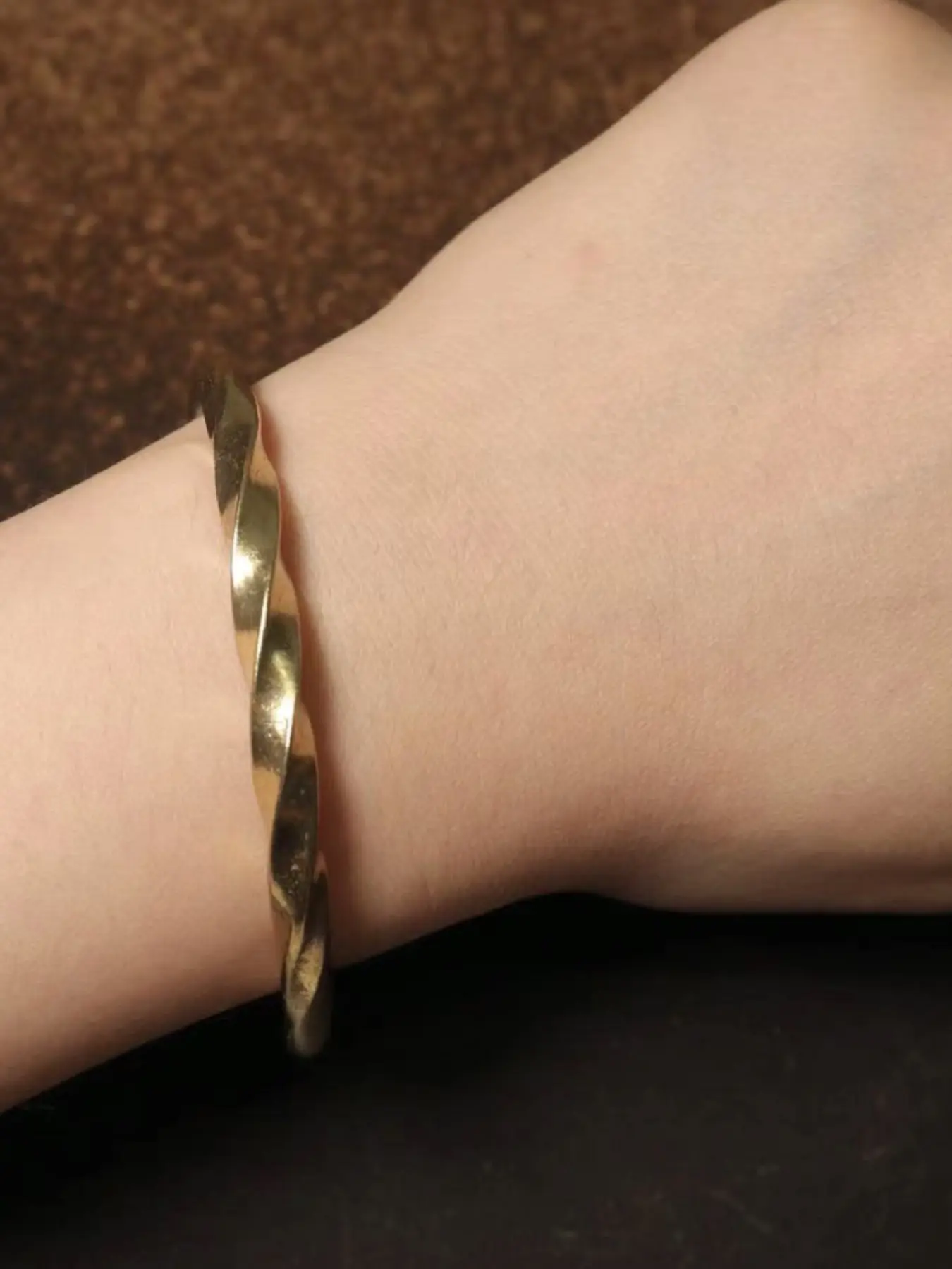 1pc Simple Twisted Brass Bracelet, Minimalist Rope Design, Adjustable Sliding Cuff, Casual Style, All Seasons, Daily Essential Jewelry