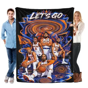 Let's Go City Basketball Team Star Players Graphic Flannel Throw Blanket Ultra Soft Warm All Season Blanket for Sports Fans Sofa Couch Bed