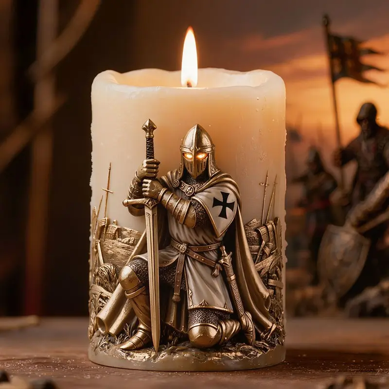 Temple Knight Kneeling 3D Relief Candle Mold, Silicone Mold for Scented Candles, Handmade Gift Making, P526 Model