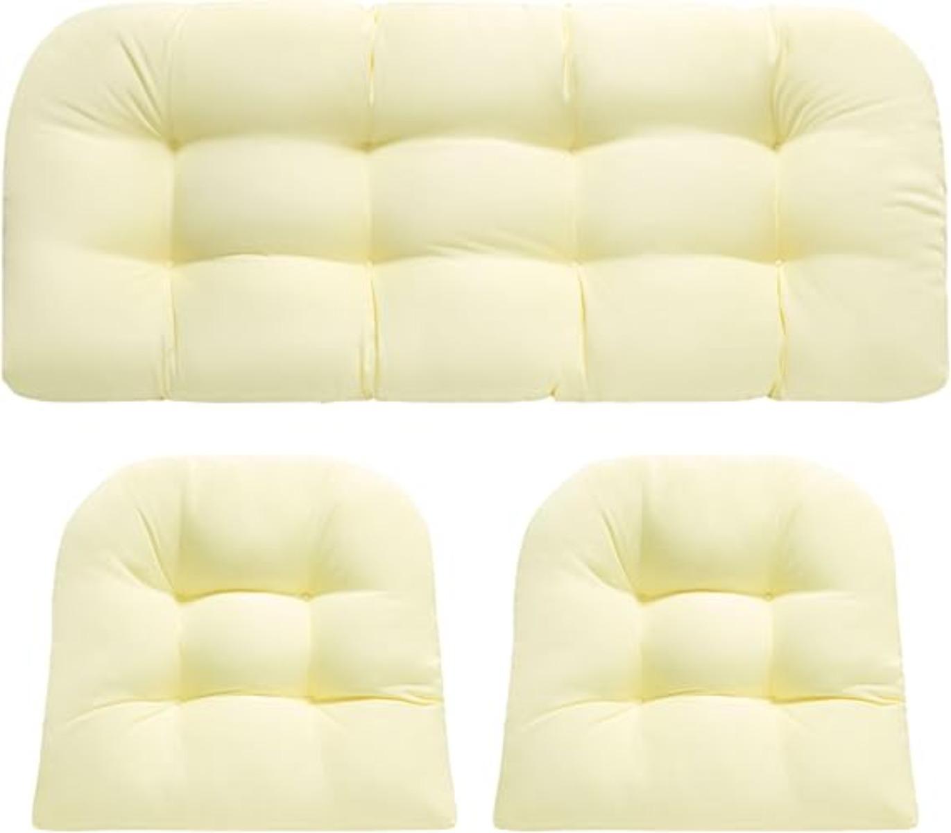 Collection 3 Pieces Rattan Cushions Replacement Cushion Set for Outdoor Furniture Patio Sofa Garden chair - Water Resistant, Lightweight and Durable (Beige)