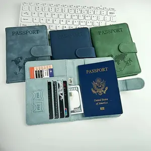 Summer 2026 Solid Color Passport Holder Magnetic Buckle Wallet, RFID Blocking Leather Card Holder,Durable Travel Accessories for Women Men organizer Traveling Bag
