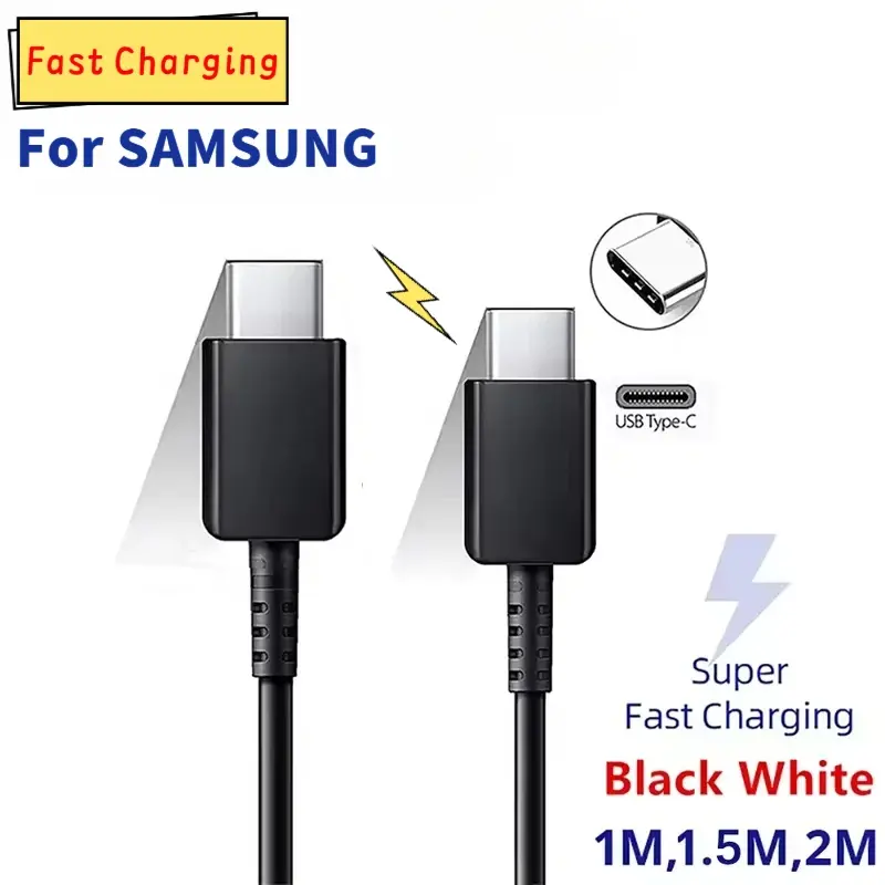 1Pc 45W PD Fast Charger Mobile Cable for Samsung Galaxy S24/S23 Ultra/S22/S21/S20 Note20 A54/A53 Fast Charging USB-C to C Data Cable Electronic