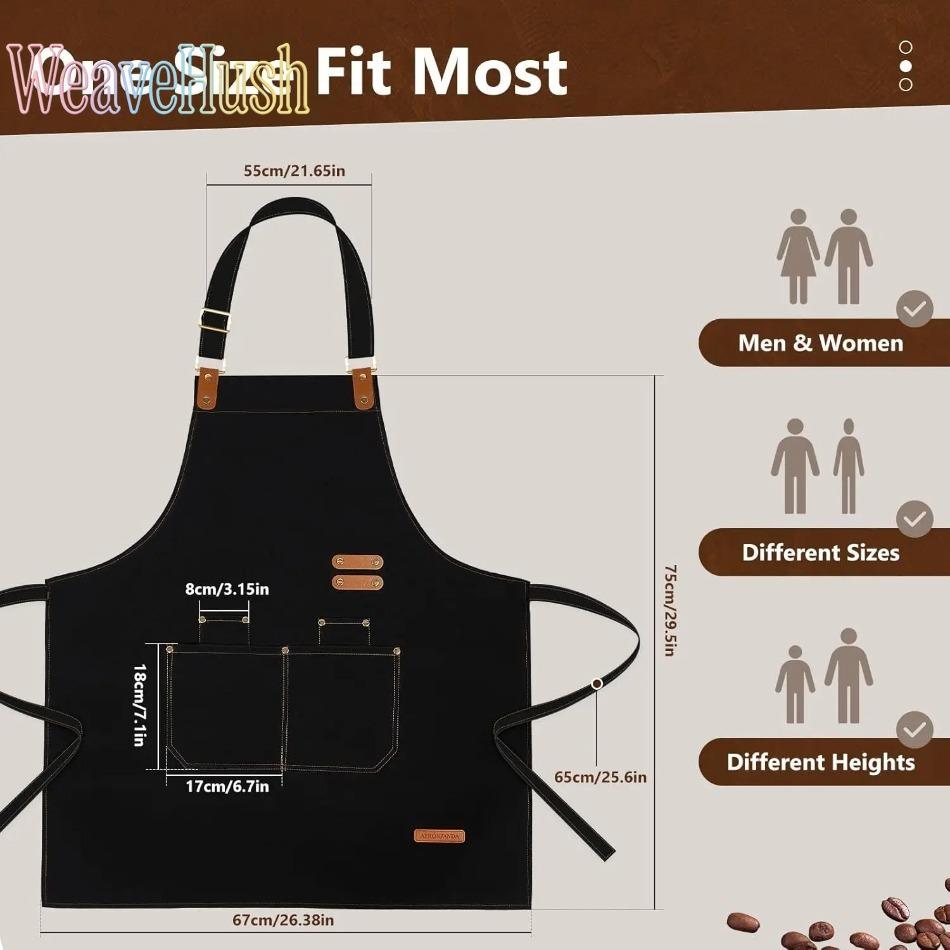 Premium Chef Apron for Men & Women, Oil & Stain Resistant Cooking Apron with Large Pockets, Adjustable Comfortable Waterproof Bib Apron Perfect for Home Cooking, Baking, Grilling, BBQ, Camping, Backyard Parties & Commercial Kitchen Chef Use