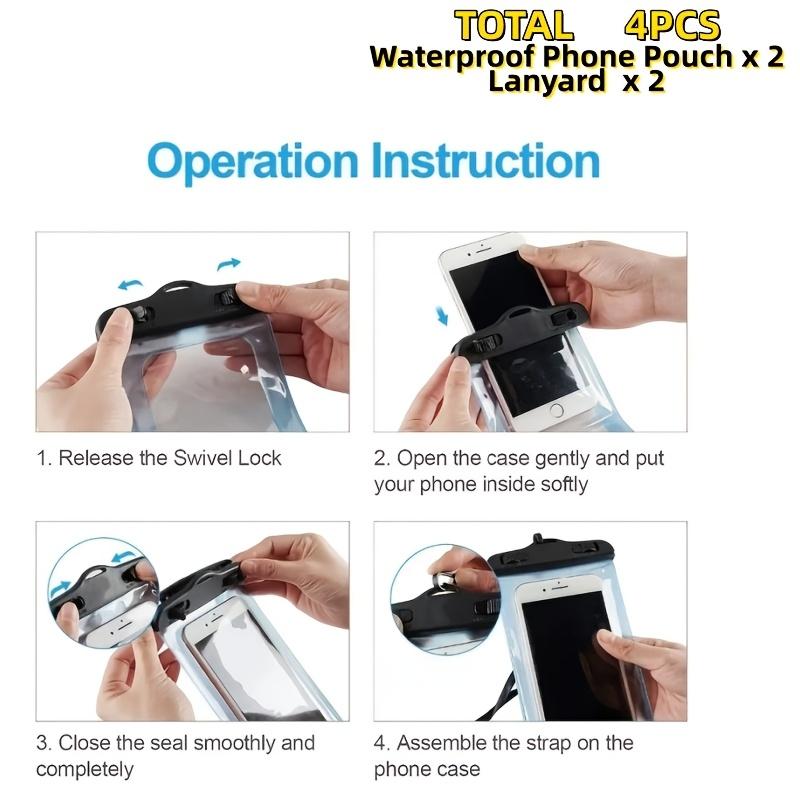 4-Piece Set [2 Waterproof Phone Pouches with 2 Lanyards] – Universal Waterproof Phone Pouch – Waterproof Phone Case Compatible with iPhone 17, 16, 15, 14, 13, 12, 11 Pro Max, XS, Plus, and Galaxy Phones Up to 7.0 Inches – Waterproof Phone Dry Bag
