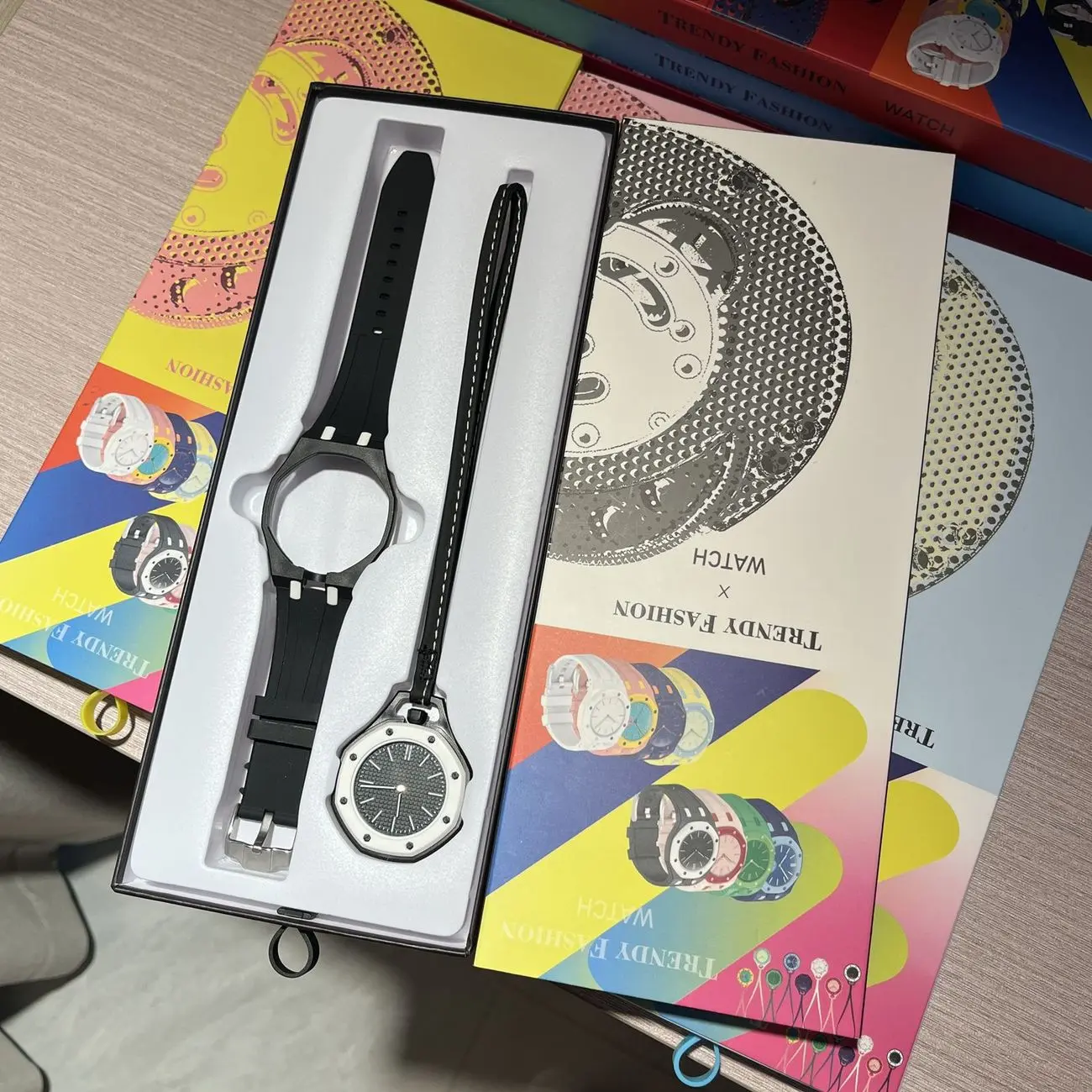 Color Pop Silicone Watch Duo Pack Octagon Dial Wristwatch & Dainty Pendant Pocket Watch Ideal Birthday Gift For Fashion Lovers