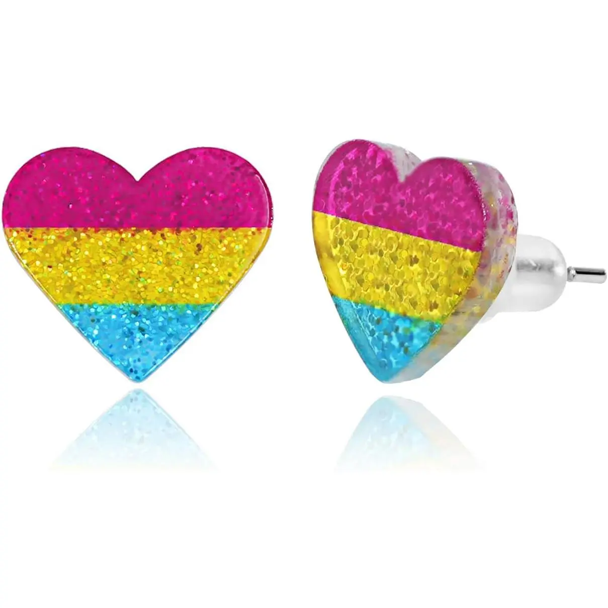 LGBTQ+ Rainbow Heart Pride Earrings for Women Men  LGBT Progress Flag Heart Earrings Bisexual Trans Nonbinary Lesbian Pansexual Rainbow Pride  Accessories