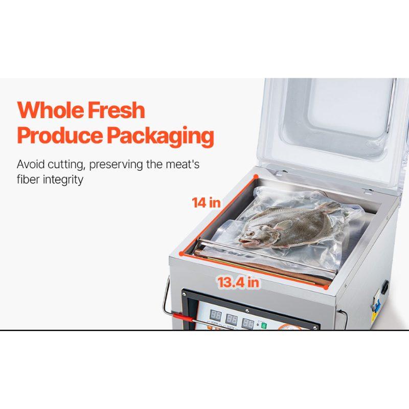 VEVOR Chamber Vacuum Sealer, 320W Sealing Power, Vacuum Packing Machine for Wet Foods, Meats, Marinades and More, Compact Size with 12.6 in Sealing Length, Applied in Home Kitchen and Commercial Use VEVOR Chamber Vacuum Sealer, 320W Sealing Power, Vacuum Packing Machine for Wet Foods, Meats, Marinades and More, Compact Size with 12.6 in Sealing Length, Applied in Home Kitchen and Commercial Use