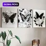 Butterfly & Flower Pattern Wall Art, Butterfly Floral Print, 3-Piece Set Wood-Framed Canvas Painting, Modern Wall Poster for Home, Living Room, Bedroom & Office Decor, Artistic Indoor Decoration, Dopamine Decor Ornaments #GLOBAL PICKS