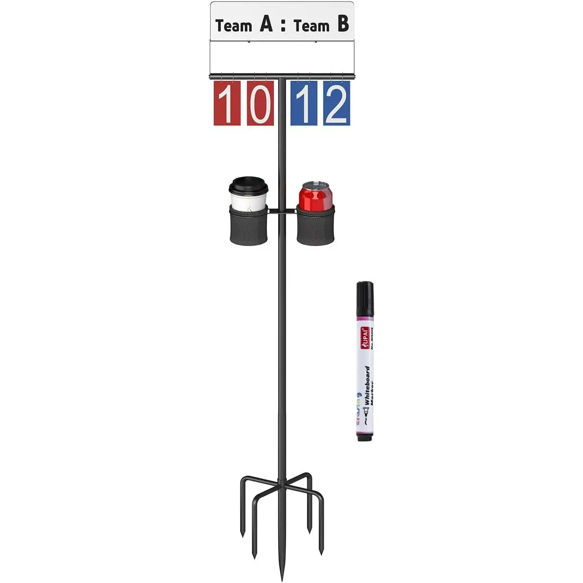 Flip Scoreboard Stand with Drink Holder, Score Keeper with Whiteboard for Yard Lawn Games, Score Board Corn Hole Scoring for Outdoor Tennis Basketball Pickleball Cornhole Accessories
