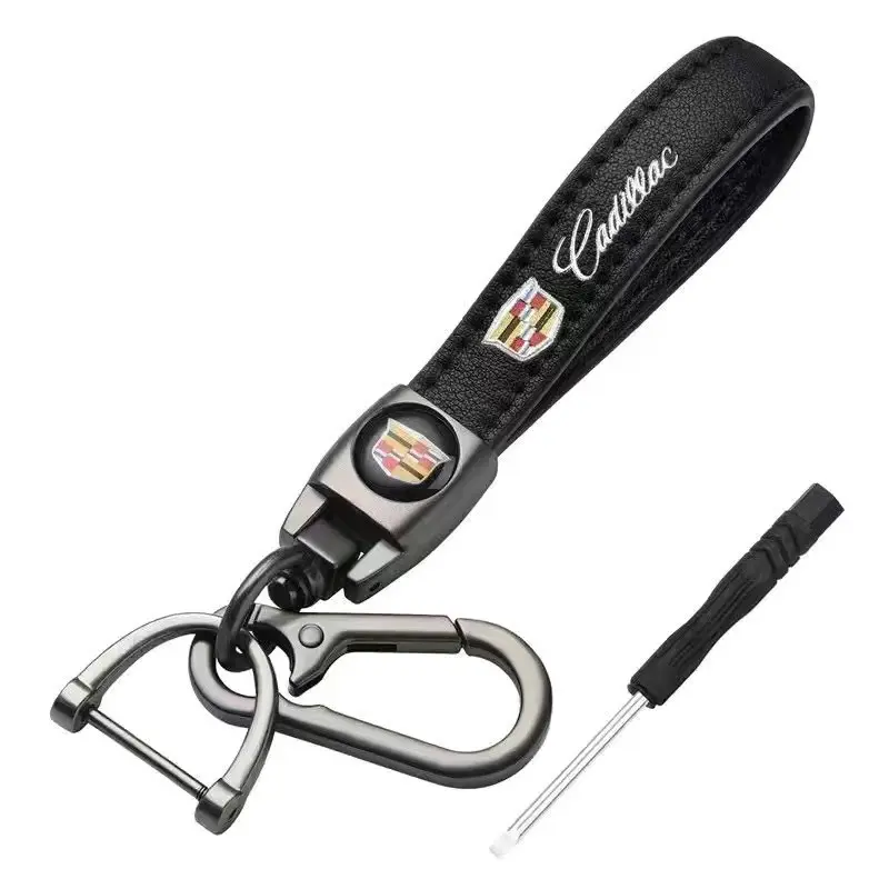 High Quality Leather Car Logo Keychain Key Ring Chain Pendant Gifts for Cadillac Logo CTS CT6 ATS SRX STS XTS XT5 CT5 Escalade BLS Auto Accessories Pu Leather Keychain