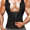 Men's Solid Zip Front Waist Trainer, Adjustable Vest, Waist Training Vest, Workout Gym Exercise Sweat Shirt, Men's Sport & Outdoor Clothing(Order One Size Up)
