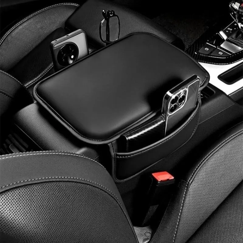 Memory Foam Car Center Console Armrest Cushion, Height Boosting Extended Elbow Rest Pad, Universal Car Armrest Cover with Storage Organizer, Ergonomic Comfort Car Interior Accessory
