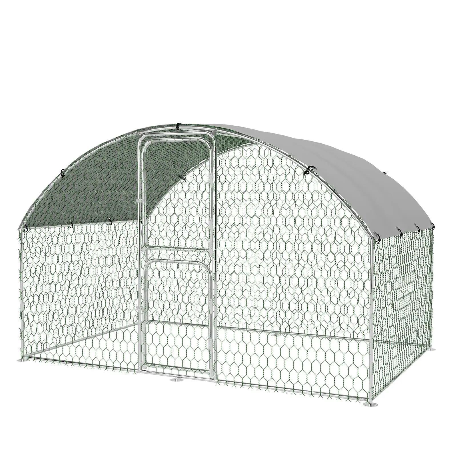 GARVEE Sturdy Metal Chicken Coop, Outdoor Poultry Cage with Arched Roof, Secure Double Doors & UV-Resistant Design, 9.8'W x 6.5'L x 6.5'H
