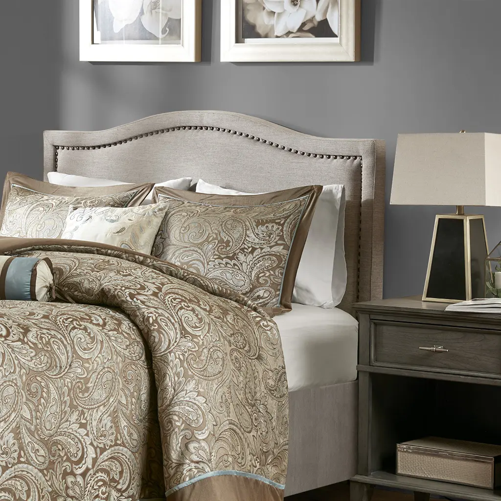 ARCH Upholstered Headboard Queen/Full Size Bedroom Headboard with Linen Fabric Upholstery, Adjustable Height, Sturdy Wood Frame, Modern Style Headboard for Bedroom Guest Room, Easy Assembly, Beige Color Option, Home Furniture and Household Product