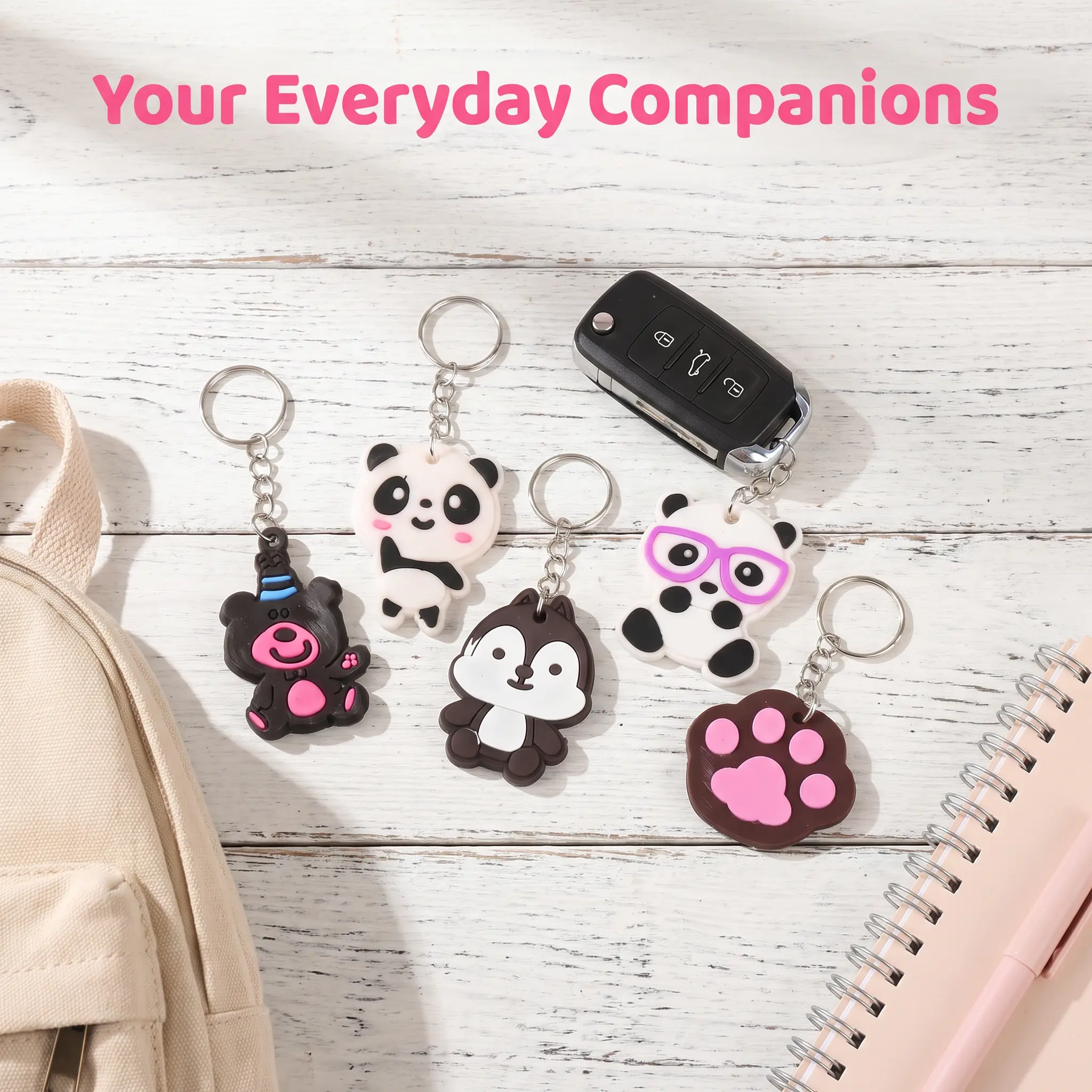 Cute Cartoon PVC Soft Rubber Keychain, Creative Silicone Key Ring Pendant, Lovely Portable Charm Accessories for Car Keys, Backpack Bags, Ideal Small Holiday Gift for Daily Use