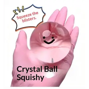 Kawaii Smiley Face Pink Transparent Crystal Water Ball Squishy Toy, Super Soft Jelly Texture Squeeze Fidget Toy, Portable Desktop Stress Relief Toy for Indoor Daily Leisure, Funny Gift for Kids and Adults