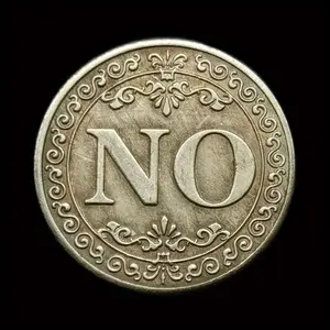 Metal Commemorative Coin, Antique Bronze Relief Sculpture, Yes Love No Decision, Handmade Vintage Copper Money, Collectible Artifacts