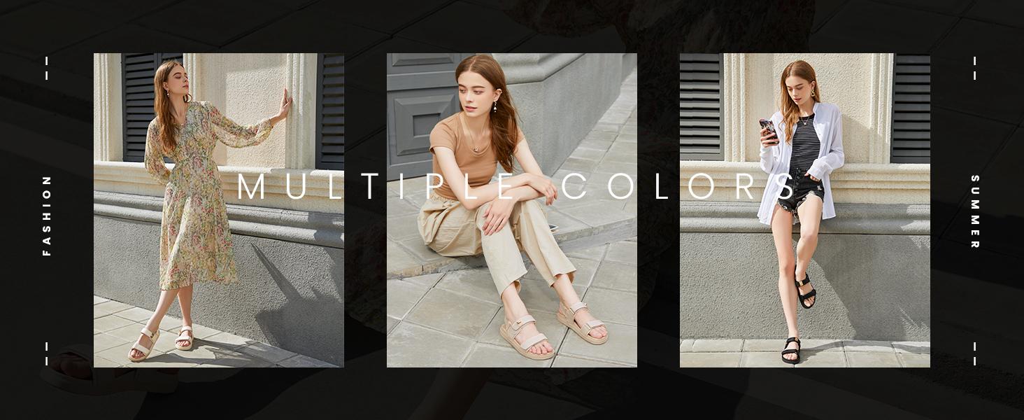 Women's Flat Sandals Comfort Adjustable Double Strap Slip on Leather Footbed Sandals Wedge Platform Footwear Walking Shoes