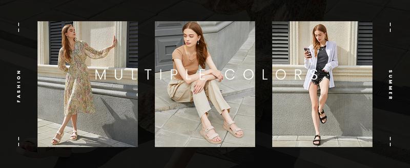 Women's Flat Sandals Comfort Adjustable Double Strap Slip on Leather Footbed Sandals Wedge Platform Footwear Walking Shoes