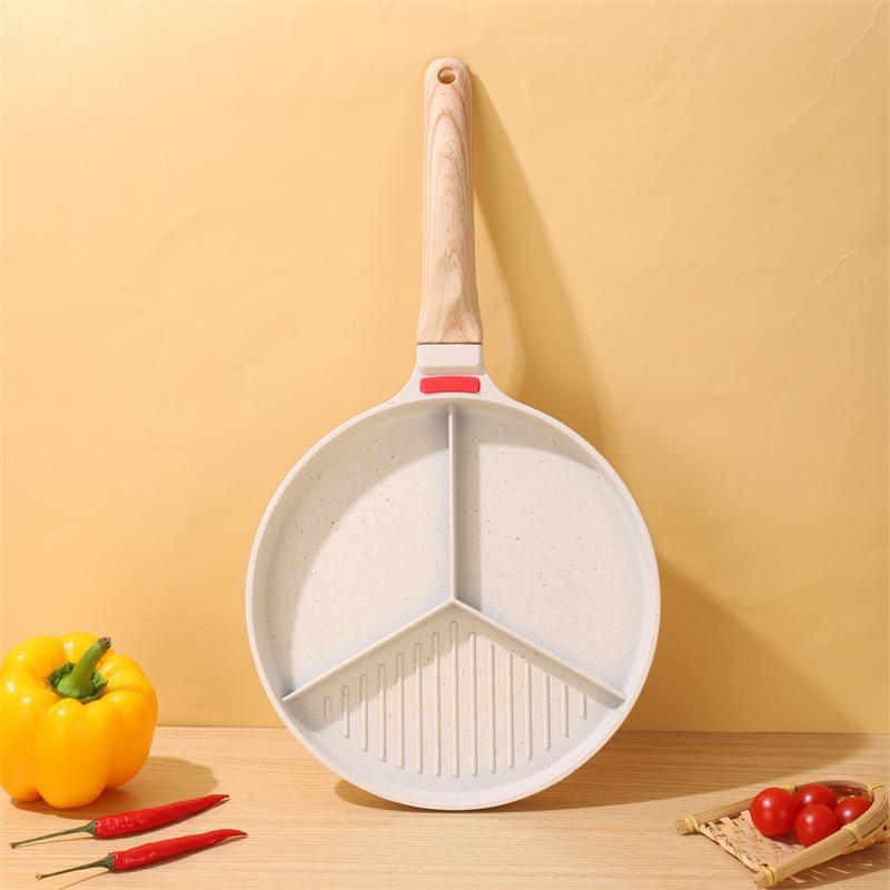 Versatile 3-in-1 Non-Stick Frying Pan with Divider - Perfect for Steak & More, Kitchen Essential