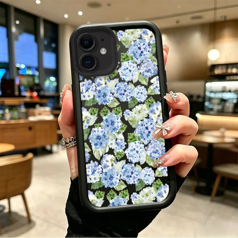 Phone case for iphone 11 12 12MINI Enhanced Peotection TPU Shockproof Blue Hydrangea Watercolor Phone Case soft silicone Celestial Eye Layered Phone Case BOJTN2VR