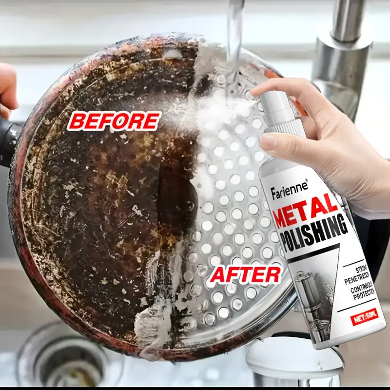 Powerful Oven and Metal Polish Spray Cleaner - Kitchen Cleaner, Kitchen Cleaning Product, renovation results, suitable for ovens, stovetops, and cookware, Fast-acting formula, Suitable for metal surfaces
