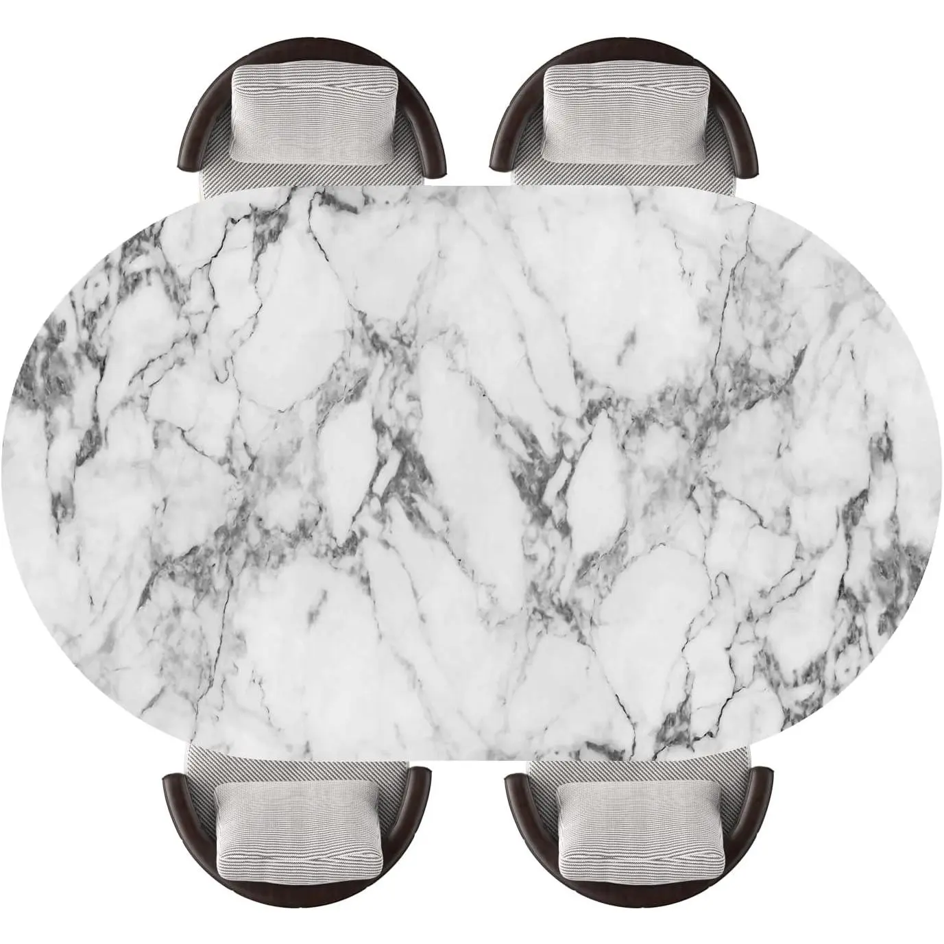 Oval Elastic Fitted Tablecloth Marble Texture Background Washable Wrinkle Resistant Reusable Table Cover for Kitchen Dinning Picnic Party, Fits 42"x60" Oval Tables