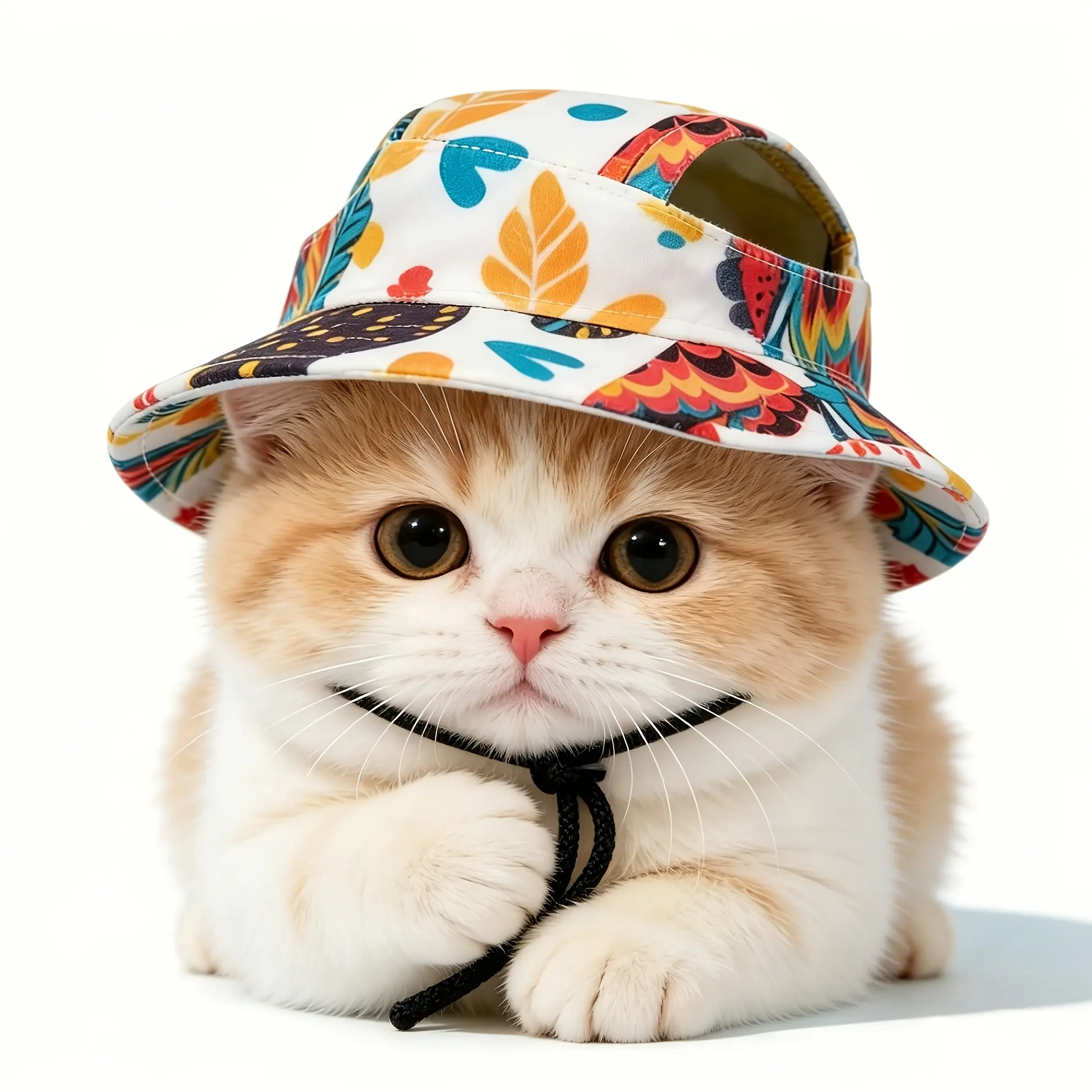 Pet Sun Hat for Dogs & Cats, Cute Aesthetic Puppy Kitten Summer Cap, Adjustable Breathable Outdoor Pet Hat, Lightweight UV Protection Photo Prop for Beach, Vacation, Camping, Walks, Birthday & Outdoor Photoshoots