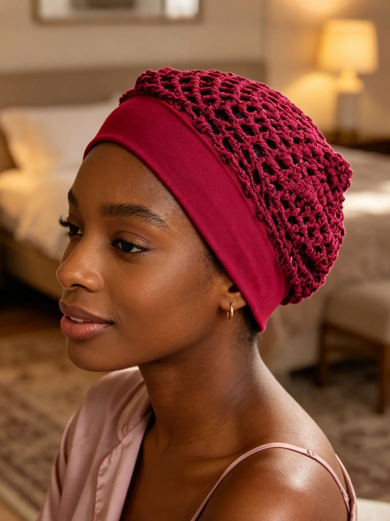 Women's Handmade Crochet Hair Net, Long Bun Cover, Sleep Cap Mesh, Hair Net Headband, Hair Styling Cap, Fashionable Comfort Design
