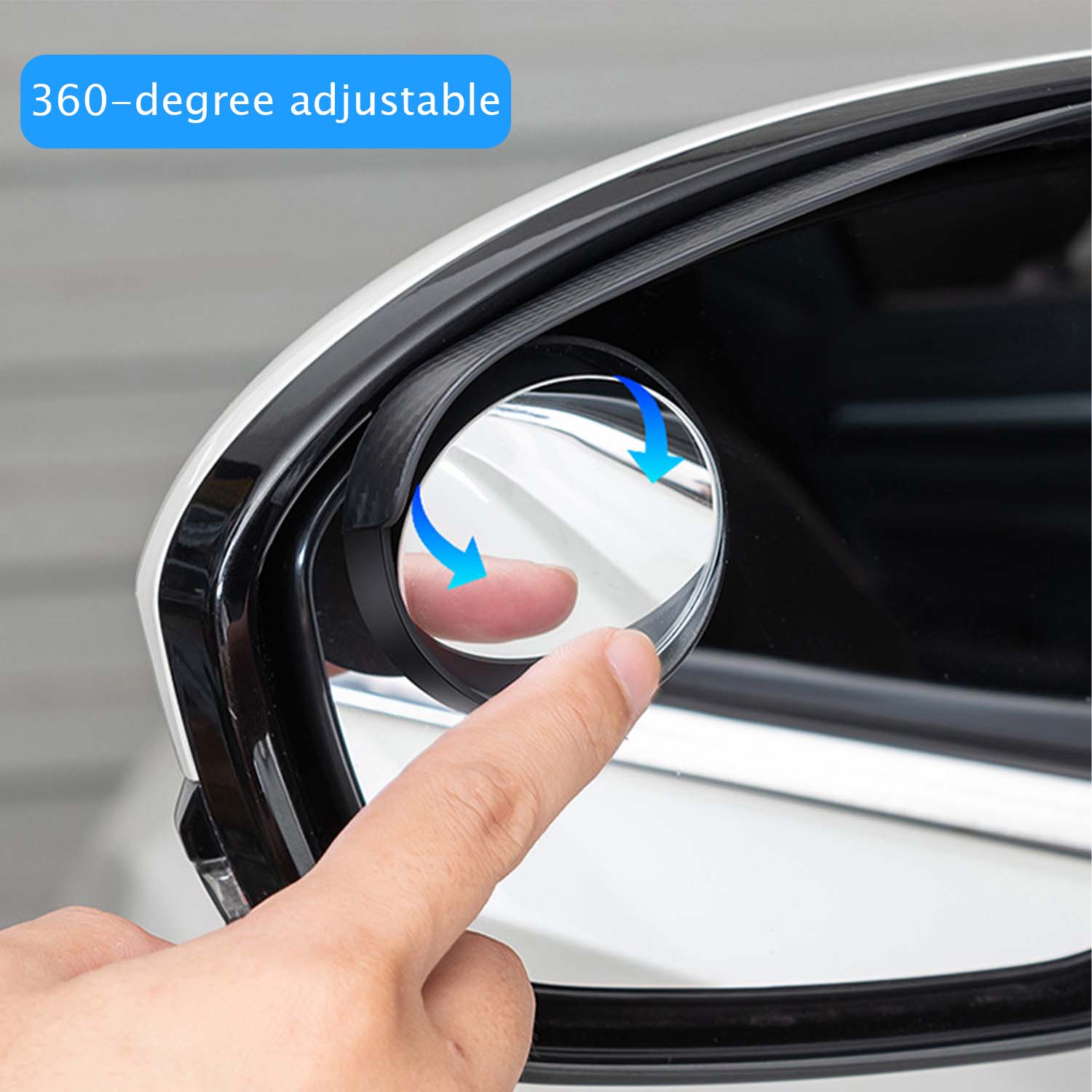 2pcs Carbon Fiber Textured Blind Spot Mirrors with 360° Rotation, Convex Rain Guard & Left Side Installation - Fit for All Cars, Trucks, SUVs - Keeps You Dry in Rain, Enhances Visibility, Vehicle Safety Accessories, Modern Car Accessory, Durable Mirror