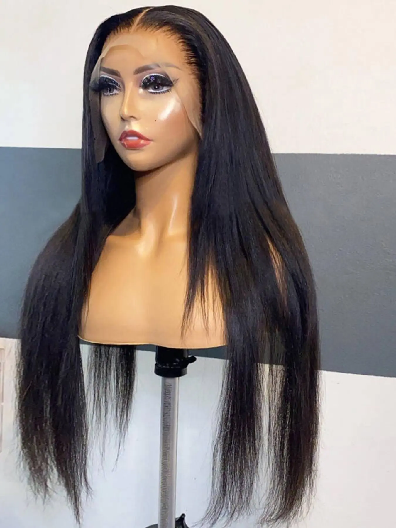 Soft 26-Inch 180 Density Smooth Straight Hair Deep 13x4x1 Front Lace Wig, Glueless Pre-Plucked Heat Resistant Daily Wear, Glueless Part Wig, Glueless Wigs