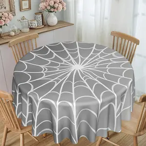 European Style Spider Web Print Round Tablecloth, 120g/m² Polyester, Furniture Protector, Party Decor, Outdoor Picnic, Hotel, Restaurant, Home