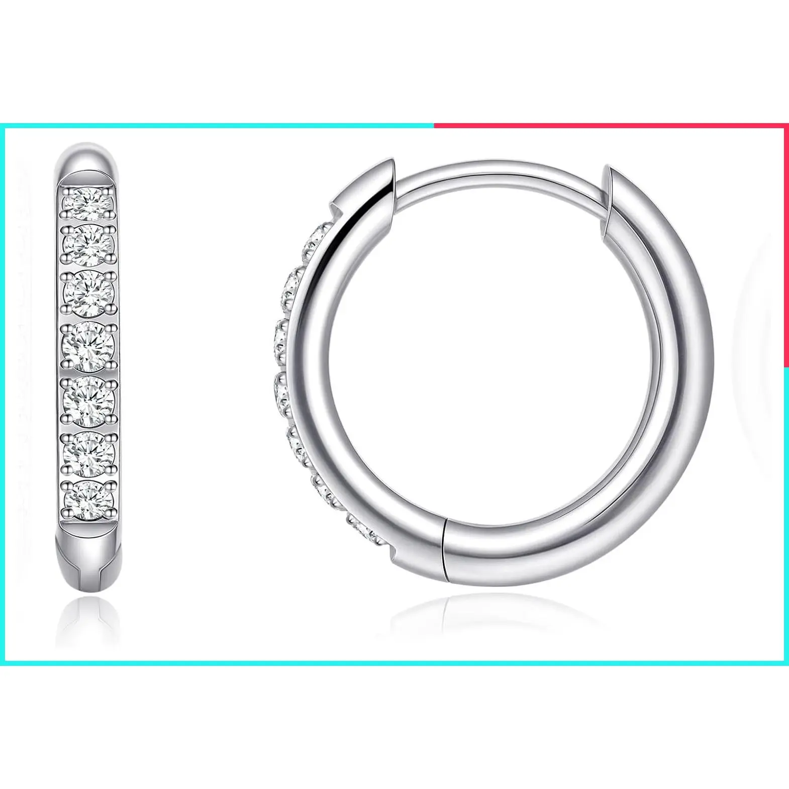 F136 Titanium Small Cubic Zirconia Huggie Hoop Earrings | Gold Silver Tone Cuff Earrings Cartilage Piercing Jewelry for Women with Sensitive Ears