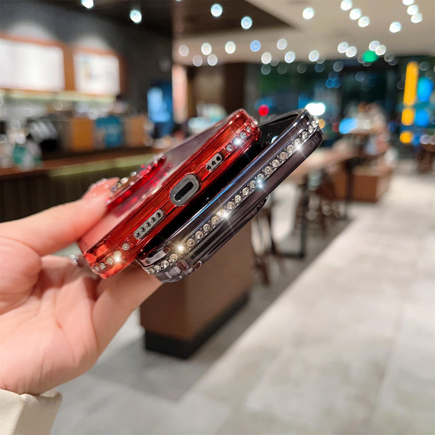 Bling Glitter Ring Case For iPhone 16 15 14 13 12 11 Pro Max Ring Holder Kickstand Case Plating Bumper Cover with Camera Lens Protector