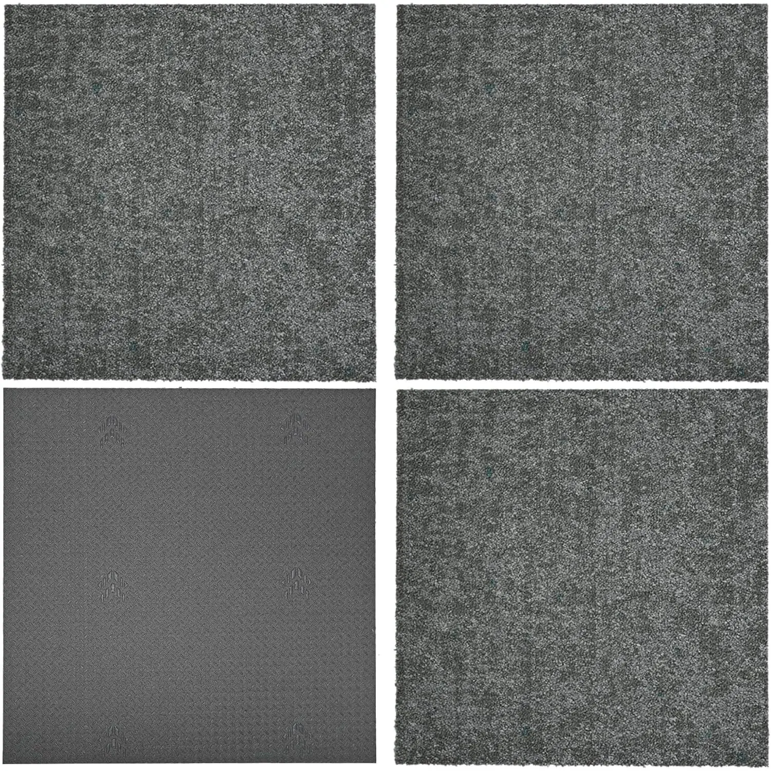 4 count Commercial Carpet Tiles 20x20 Carpet Squares, Flame Resistant | Carpet Floor Tiles with Padding Attached for Indoor Outdoor Office Garage Hotel, Non-Adhesive Easy DIY Cushioning Flooring