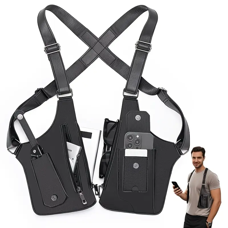 Classic Retro Backpacks for Men and Women, Underarm Crossbody Bags, PU Leather, Multifunctional Lightweight Backpacks, Anti-Theft Phone Pouches, Vest-Style Bags—Perfect for Outdoor Cycling, Hiking, Working Out, and Running—Great for Holiday Gifts