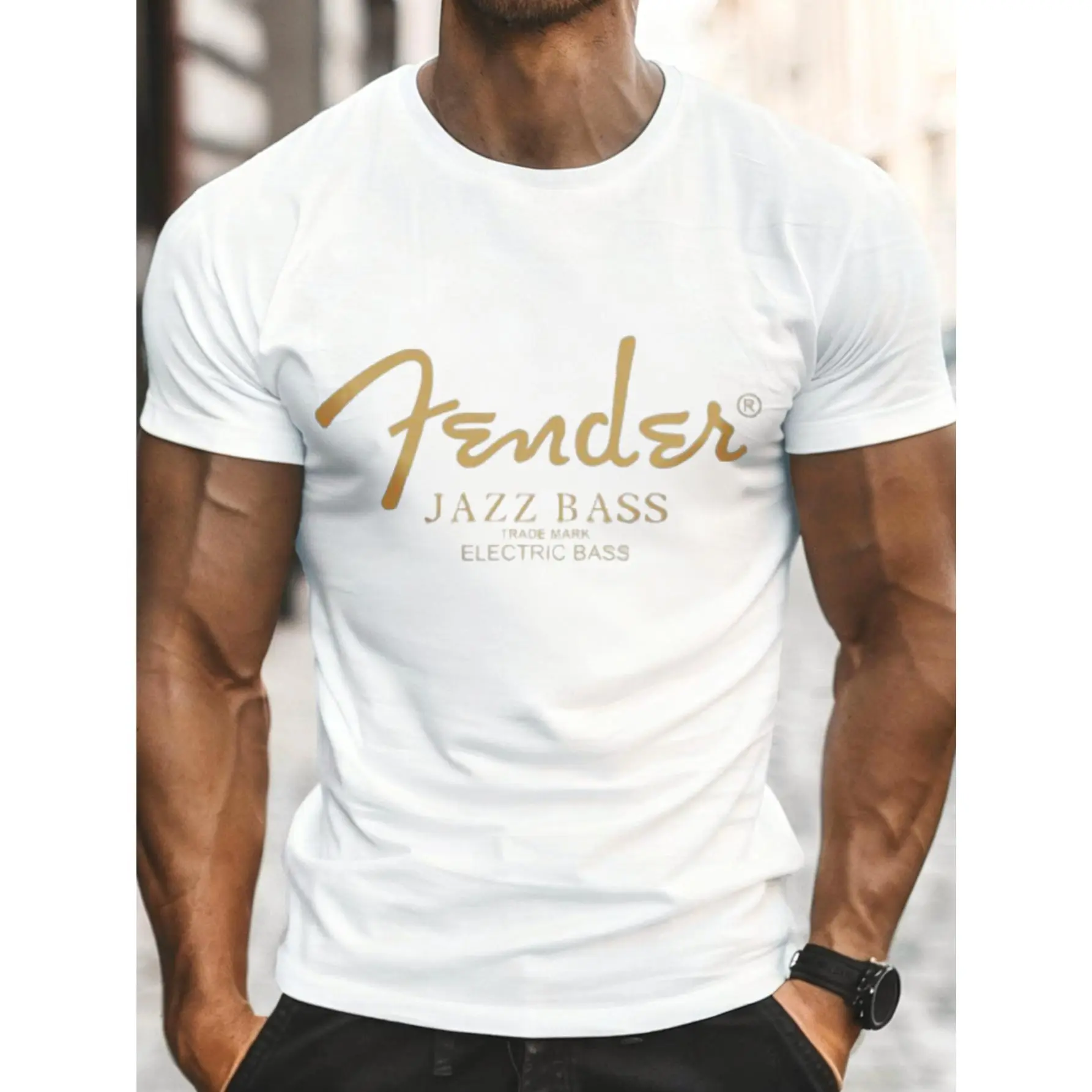 Casual, Men's T-Shirt, Fender Jazz Bass Logo, Everyday Wear, Music Lover Gift